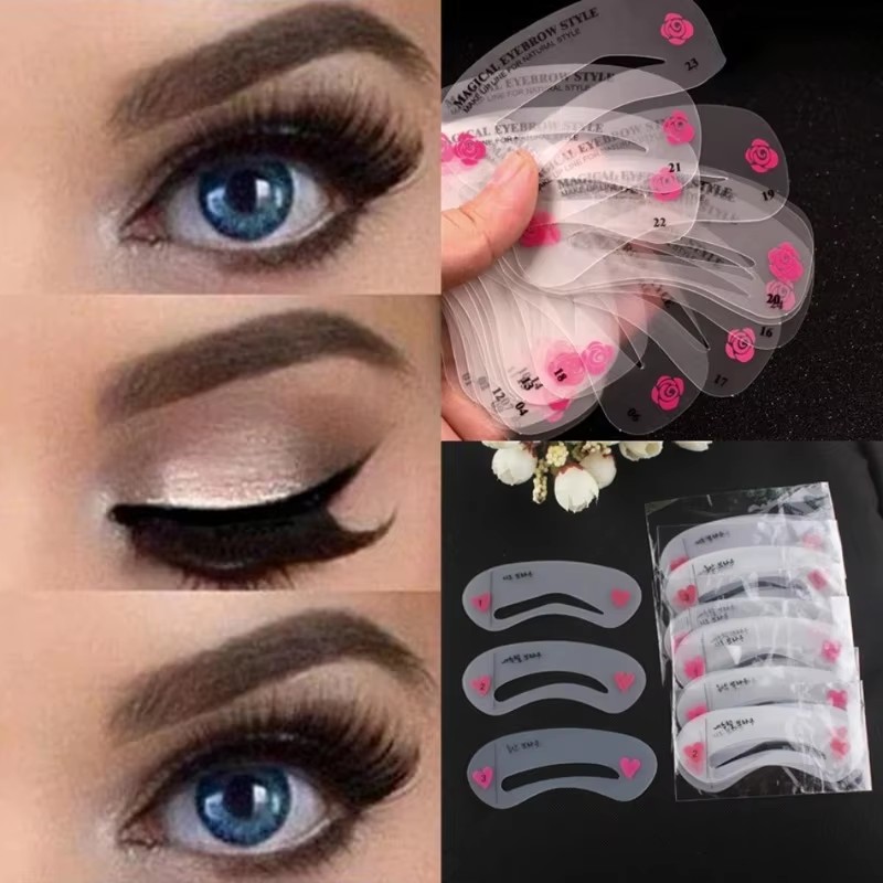 1/2/4/6set Reusable Eyebrow St - Beauty Makeup Drawing 评论和价格