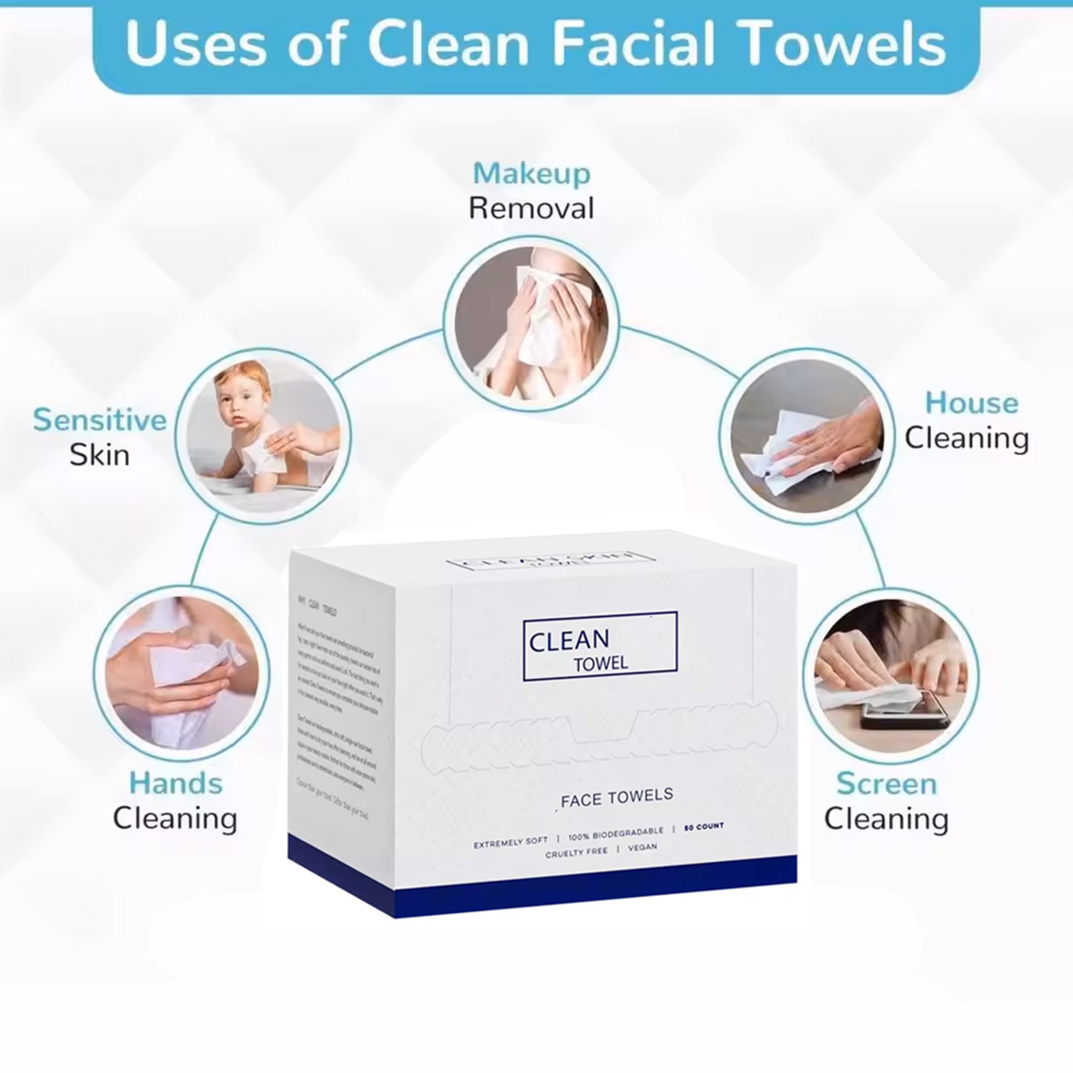 50Pcs/Box Disposable Face Towe - Beauty Makeup Vanity 评论和价格