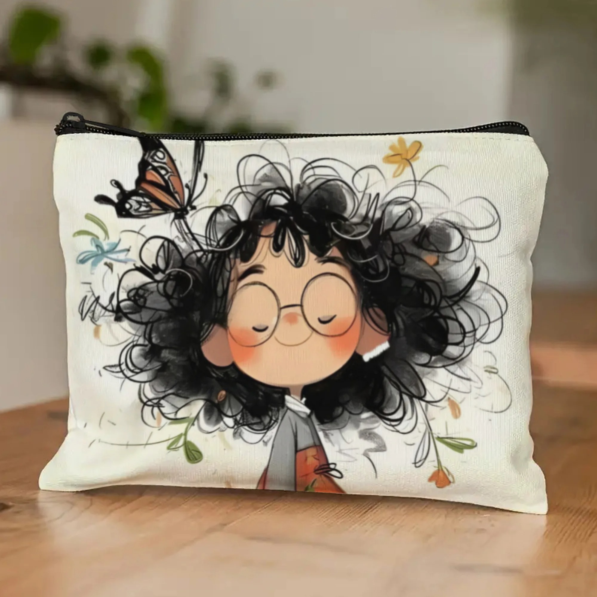 Cartoon Girl Makeup Bag Zipper - Beauty Makeup Vanity 评论和价格