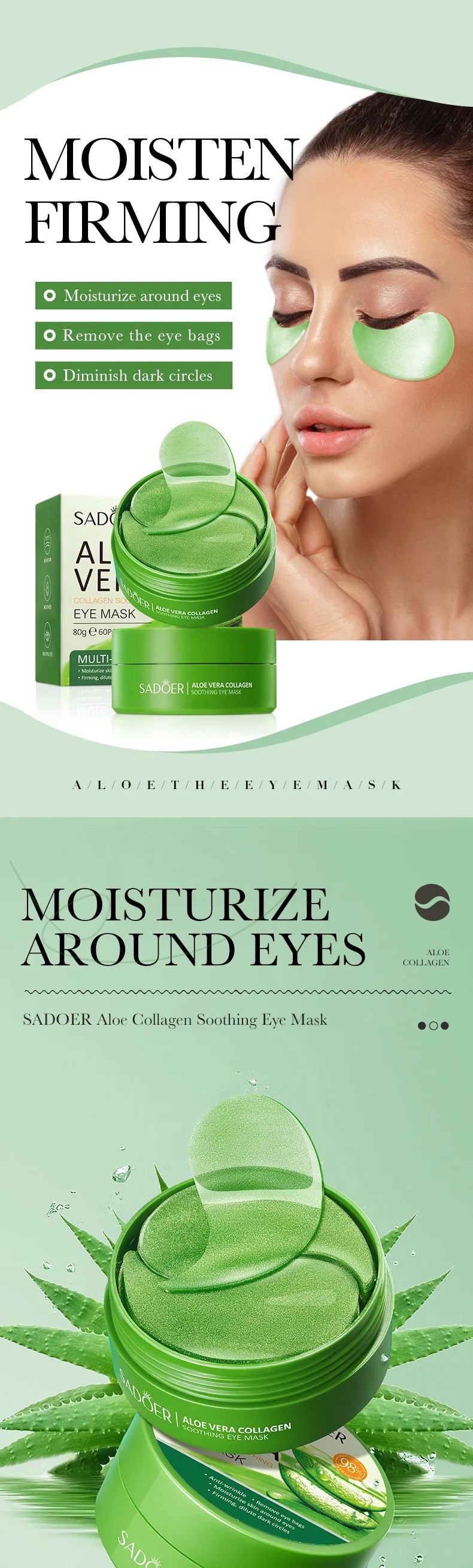 60pcs Aloe Vera Collagen Eye M - Collagen Eye Patch 评论和价格